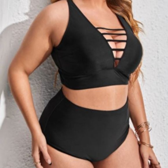 SHEIN Other - *SOLD* Shein Ladder Cut Out Black High Waisted Bikini NWT 3X